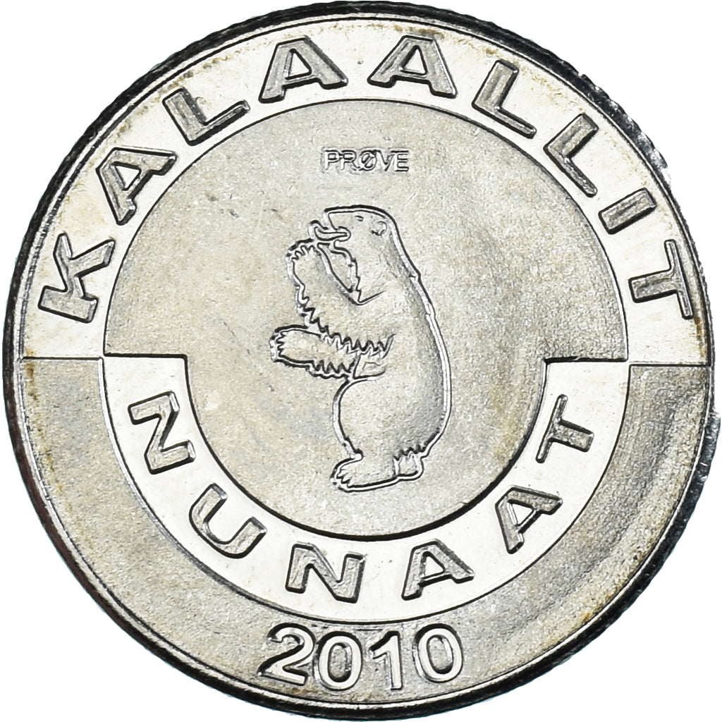 Coin, Groenland, Krone, 2010, Narval., MS(63), Cupronickel