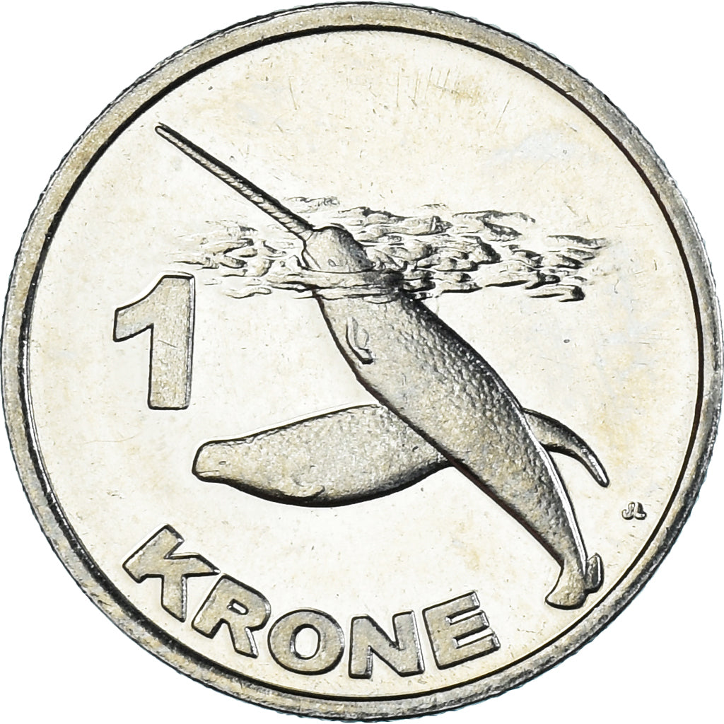 Coin, Groenland, Krone, 2010, Narval., MS(63), Cupronickel
