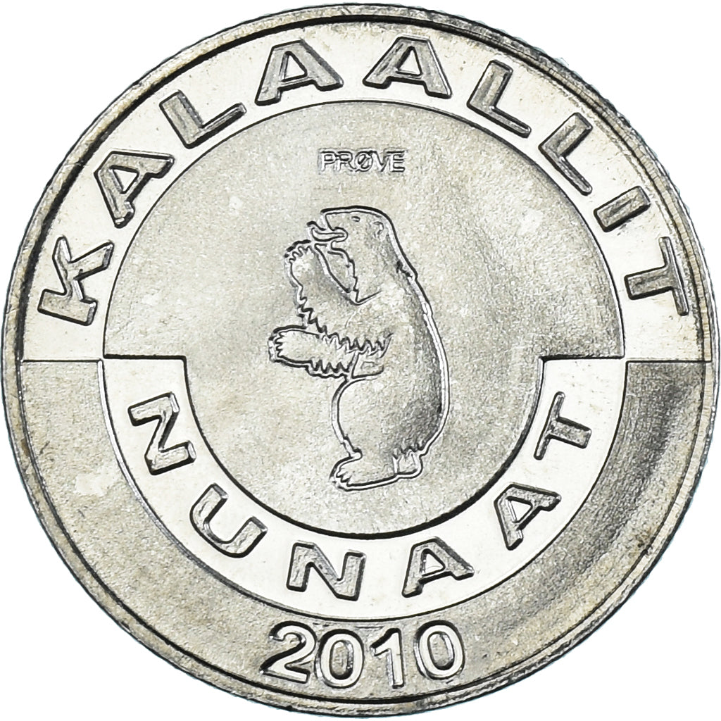 Coin, Groenland, Krone, 2010, Narval., MS(63), Cupronickel