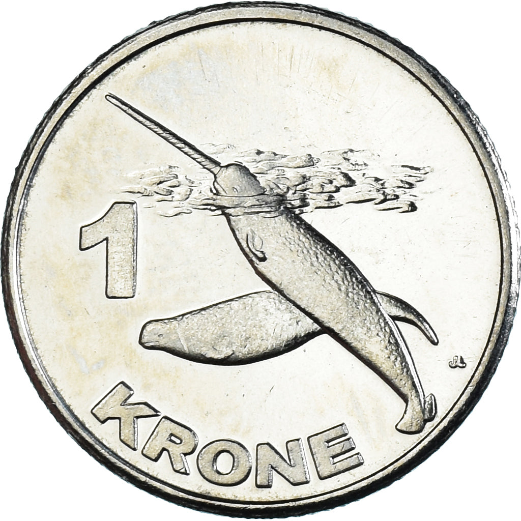 Coin, Groenland, Krone, 2010, Narval., MS(63), Cupronickel