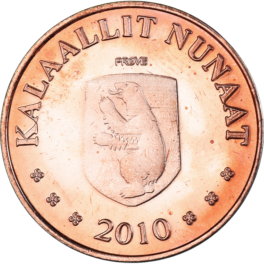 Coin, Groenland, 50 Öre, 2010, Renard polaire., MS(63), Cuivre