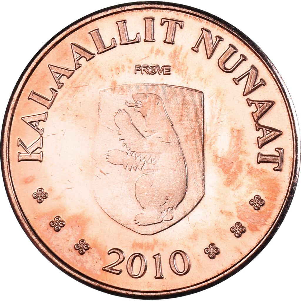 Moneta, Groenland, 50 Öre, 2010, Renard polaire., MS(63), Cuivre
