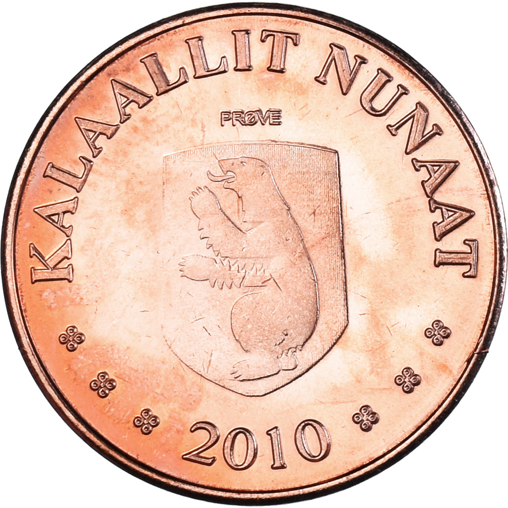 Coin, Groenland, 50 Öre, 2010, Renard polaire., MS(63), Cuivre