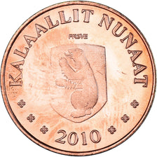 Coin, Groenland, 50 Öre, 2010, Renard polaire., MS(63), Cuivre
