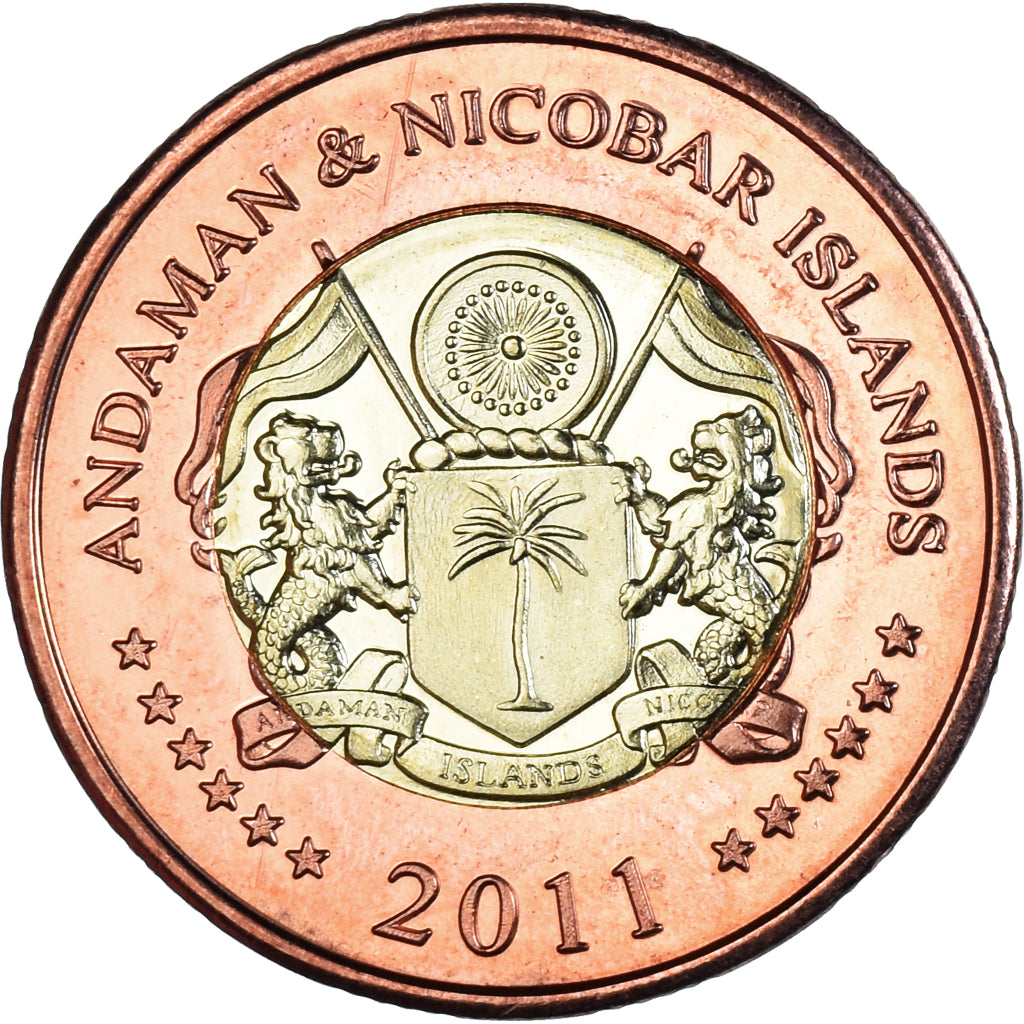 Monnaie, Inde, 20 Rupees, 2011, îles Andaman et Nicobar., SPL, Bimétallique