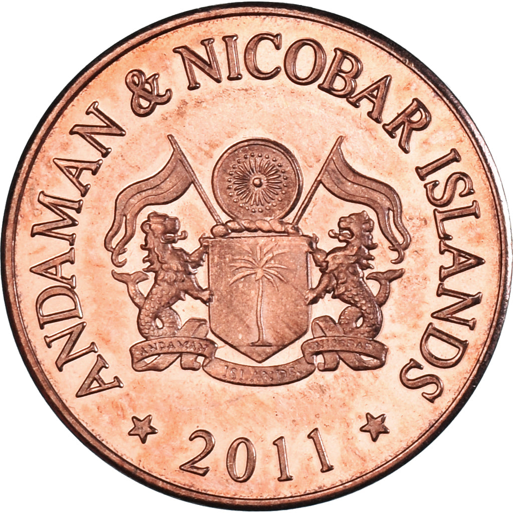 Coin, India, 50 Paise, 2011, îles Andaman et Nicobar., MS(63), Cuivre recouvert