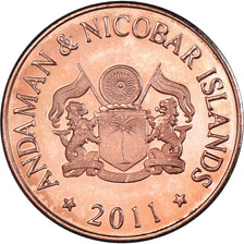 Coin, India, 25 Paise, 2011, îles Andaman et Nicobar., MS(63), Cuivre recouvert