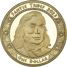 Coin, United States, Dollar, 2023, Santee tribes.BE, MS(63), Brass