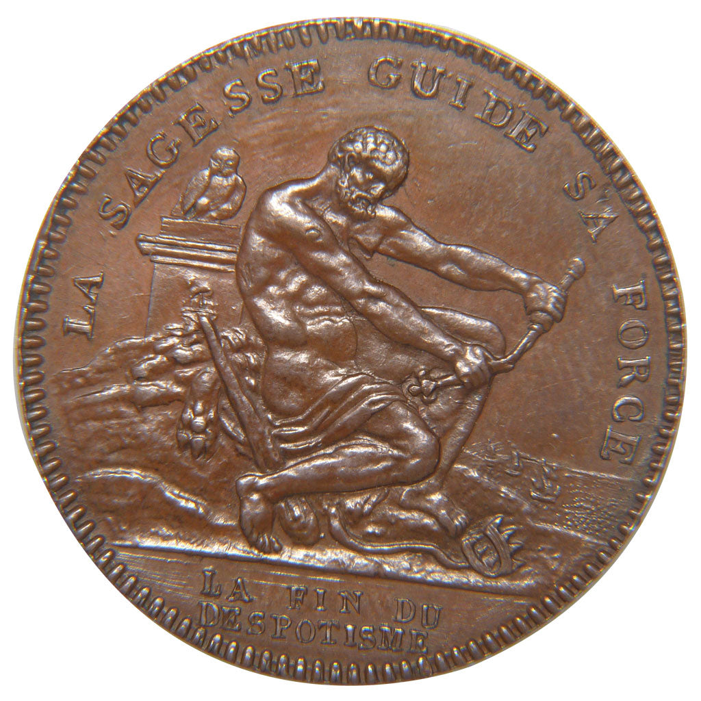 FRANCE, 2 Sols, 1792, MS(60-62), Bronze, Brandon #219c, 18.00