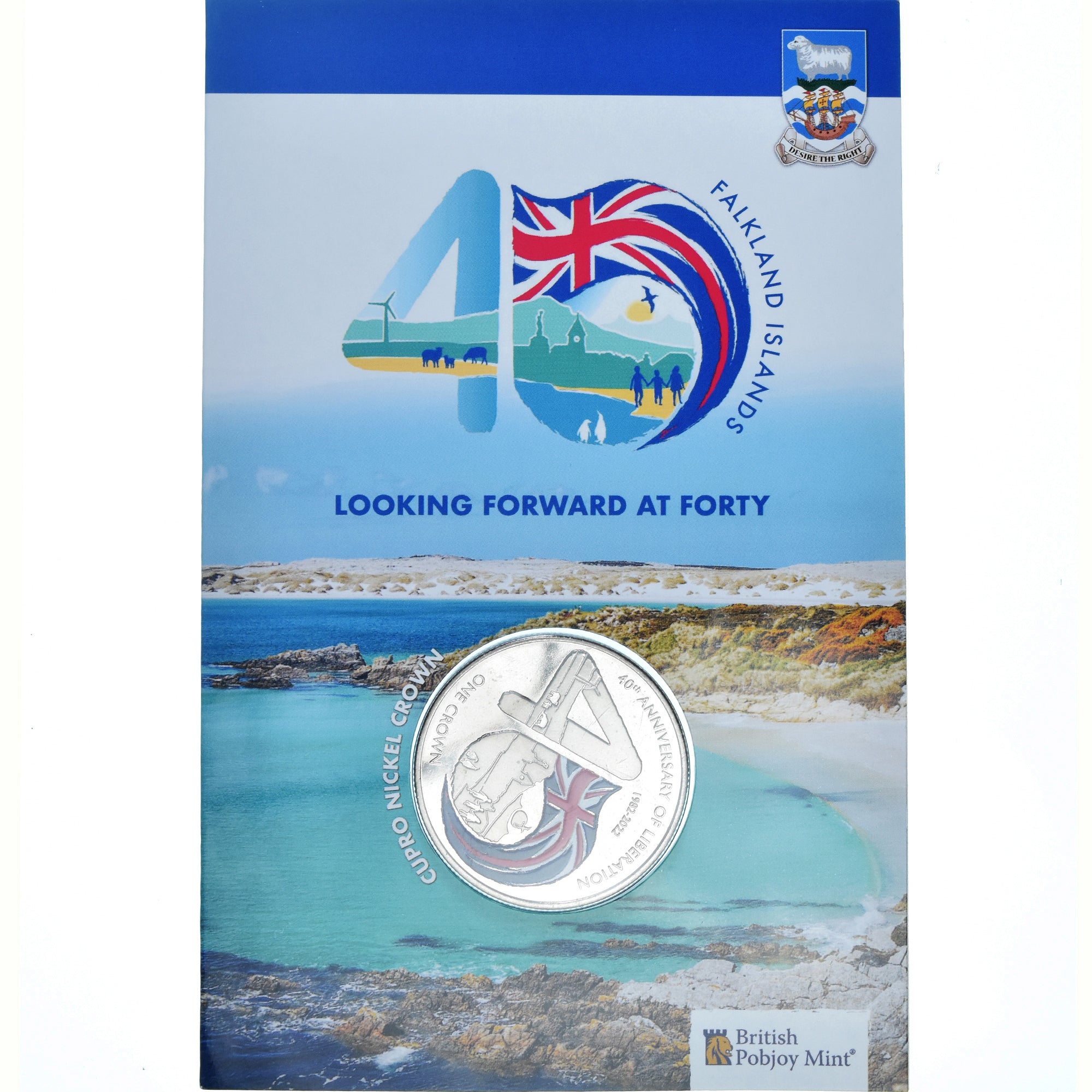 Moeda, Ilhas Falkland, Crown, 2022, Pobjoy Mint, 40TH ANNIVERSARY OF THE