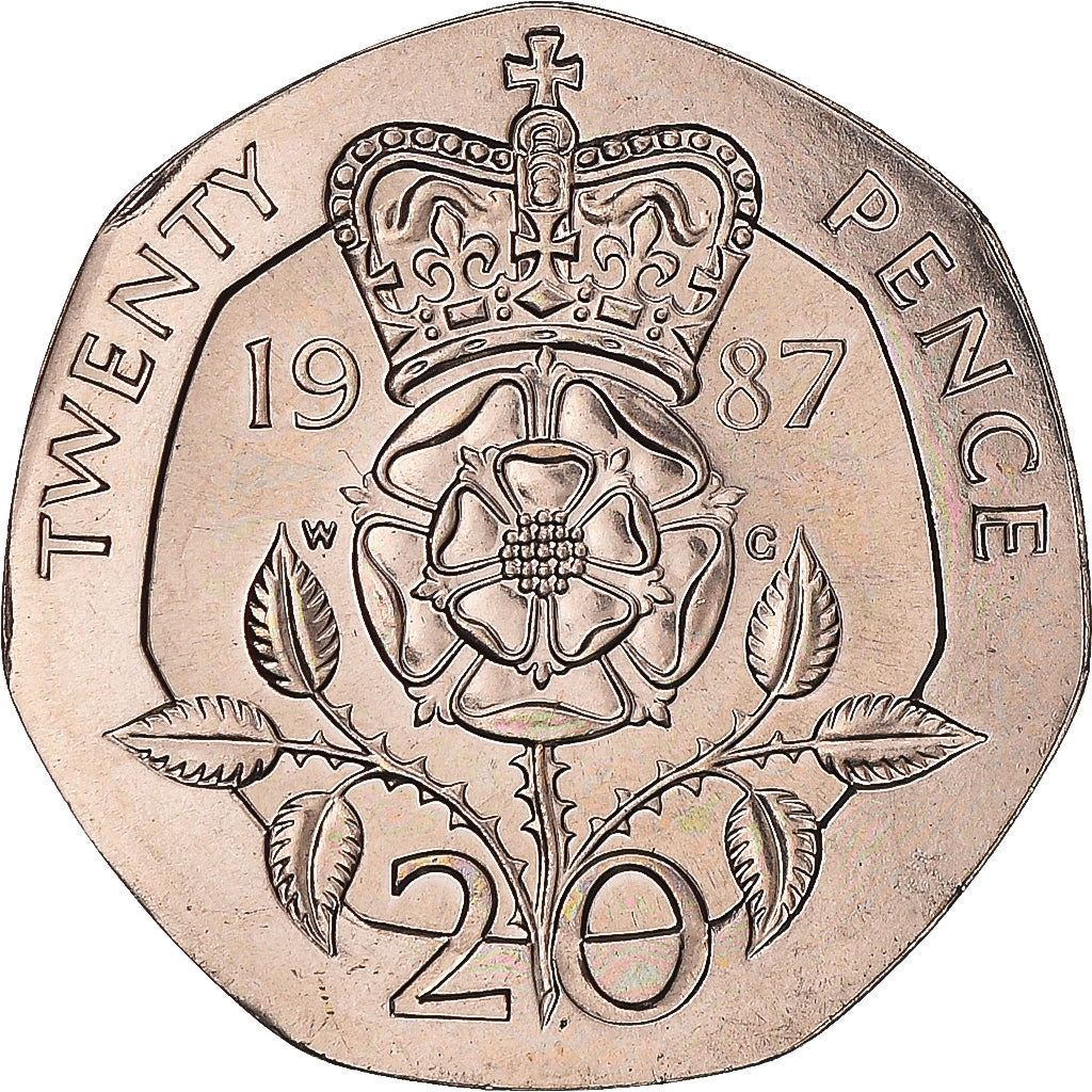 Moneta, Gran Bretagna, Elizabeth II, 20 Pence, 1987, SPL, Rame-nichel, KM:939