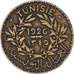 Münze, Tunesien, Anonymous, 2 Francs, AH 1345/1926, Paris, SS, Aluminum-Bronze
