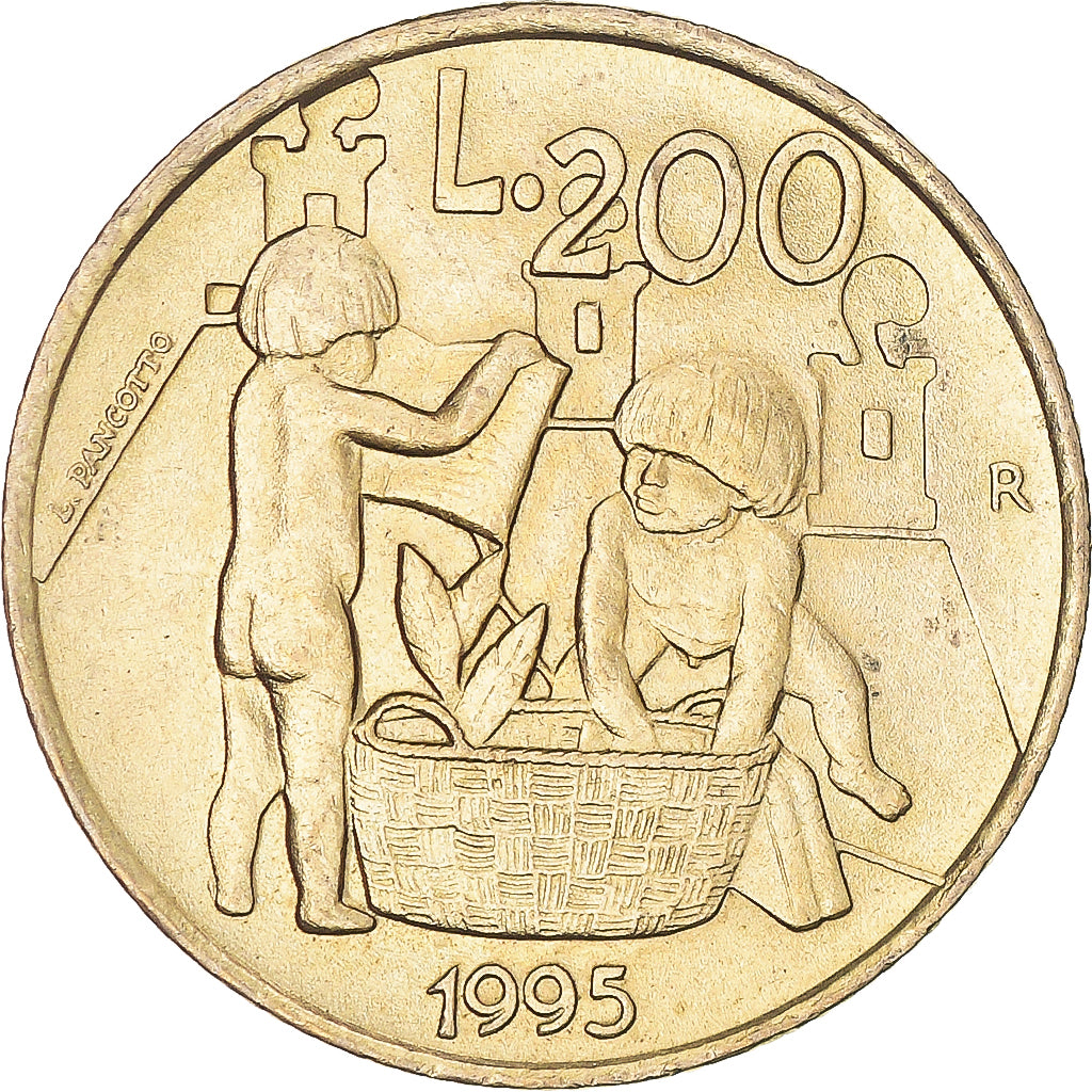 Munten, San Marino, 200 Lire, 1995, Rome, PR, Aluminum-Bronze, KM:329