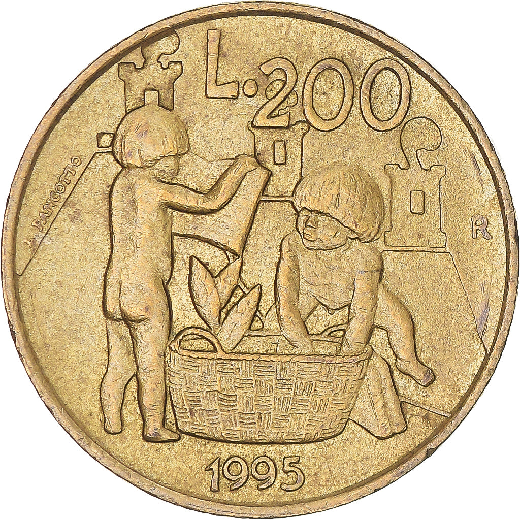 Munten, San Marino, 200 Lire, 1995, Rome, ZF, Aluminum-Bronze, KM:329