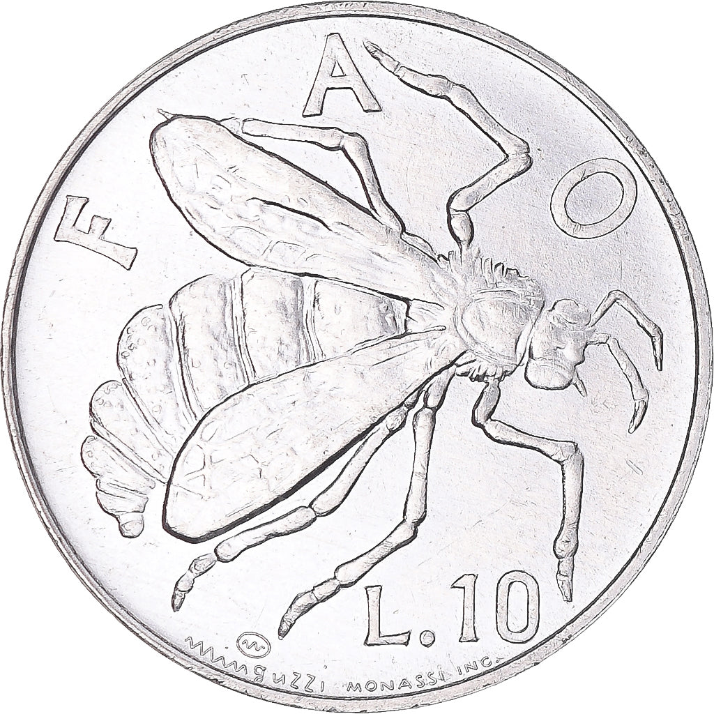 Munten, San Marino, 10 Lire, 1974, Rome, UNC-, Aluminium, KM:33