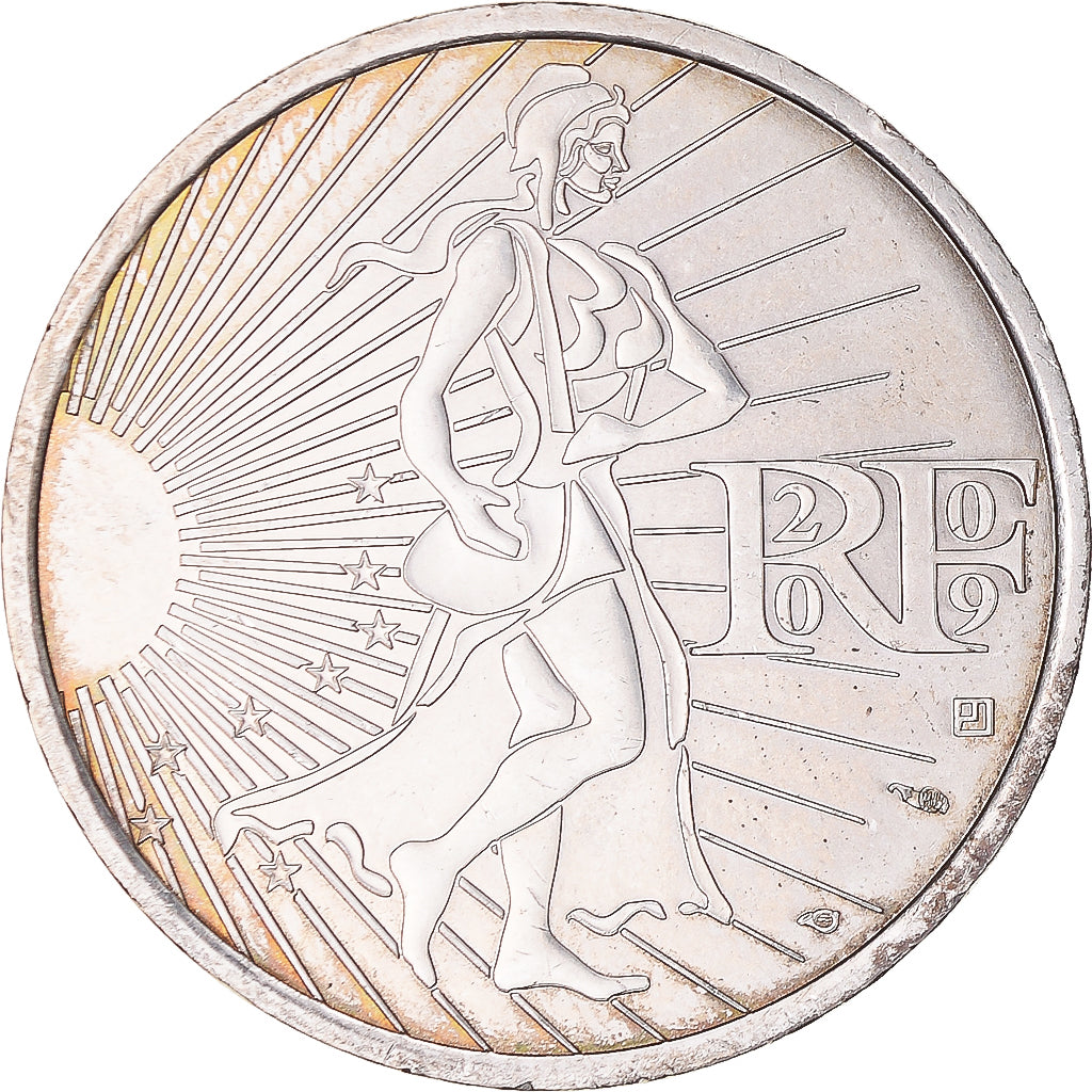 France, 10 Euro, 2009, Semeuse, AU(50-53), Silver