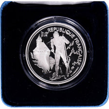 Coin, France, Cross-country skier, 100 Francs, 1991, BE, MS(65-70), Silver
