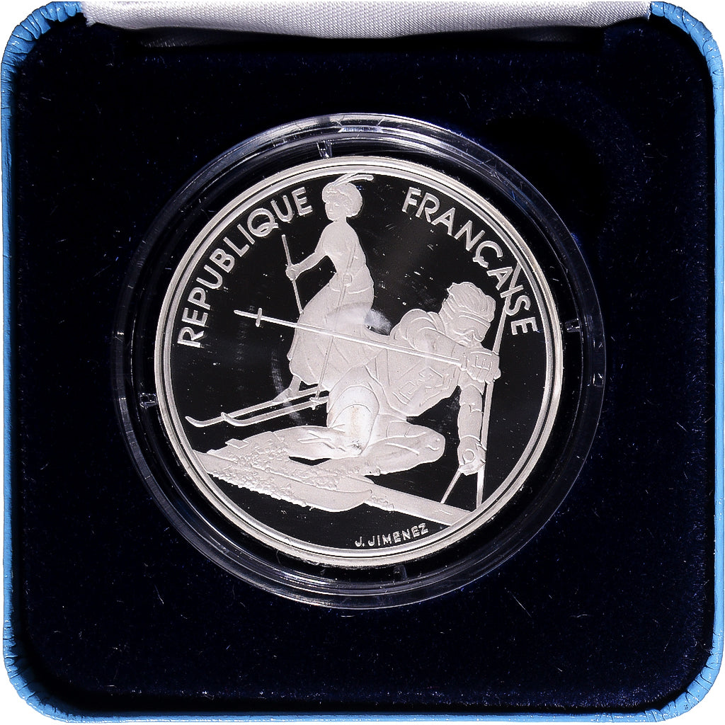 Coin, France, 100 Francs, 1990, Monnaie de Paris, JO Alberville Slalomeur et