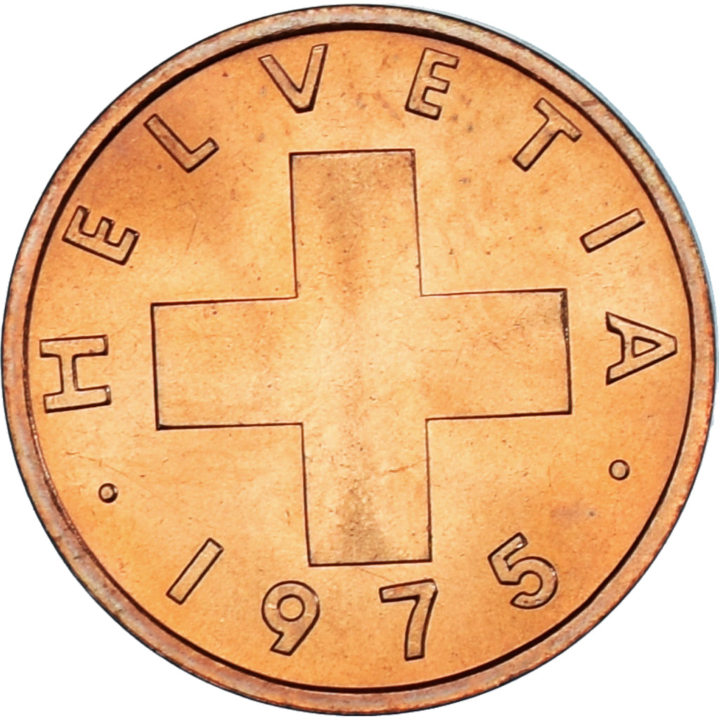 Moneta, Szwajcaria, Rappen, 1975, Bern, MS(63), Brązowy, KM:46