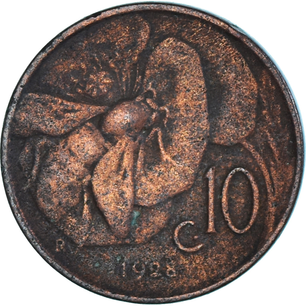 Coin, Italy, Vittorio Emanuele III, 10 Centesimi, 1928, Rome, VF(30-35), Bronze