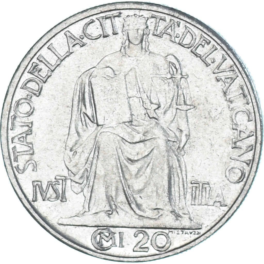 Moneta, CITTÀ DEL VATICANO, Pius XII, 20 Centesimi, 1942, Roma, SPL-, Acciaio