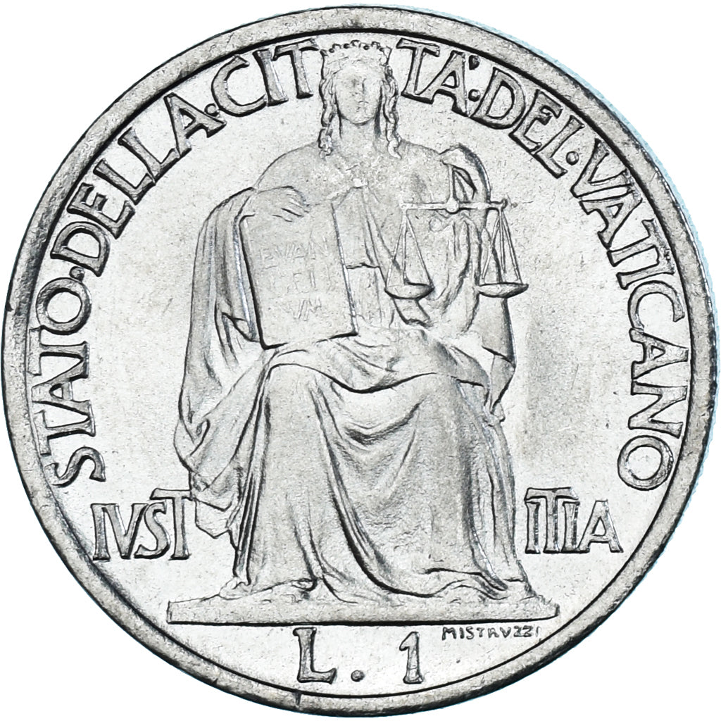 Coin, VATICAN CITY, Pius XII, Lira, 1942, Roma, MS(63), Stainless Steel, KM:35