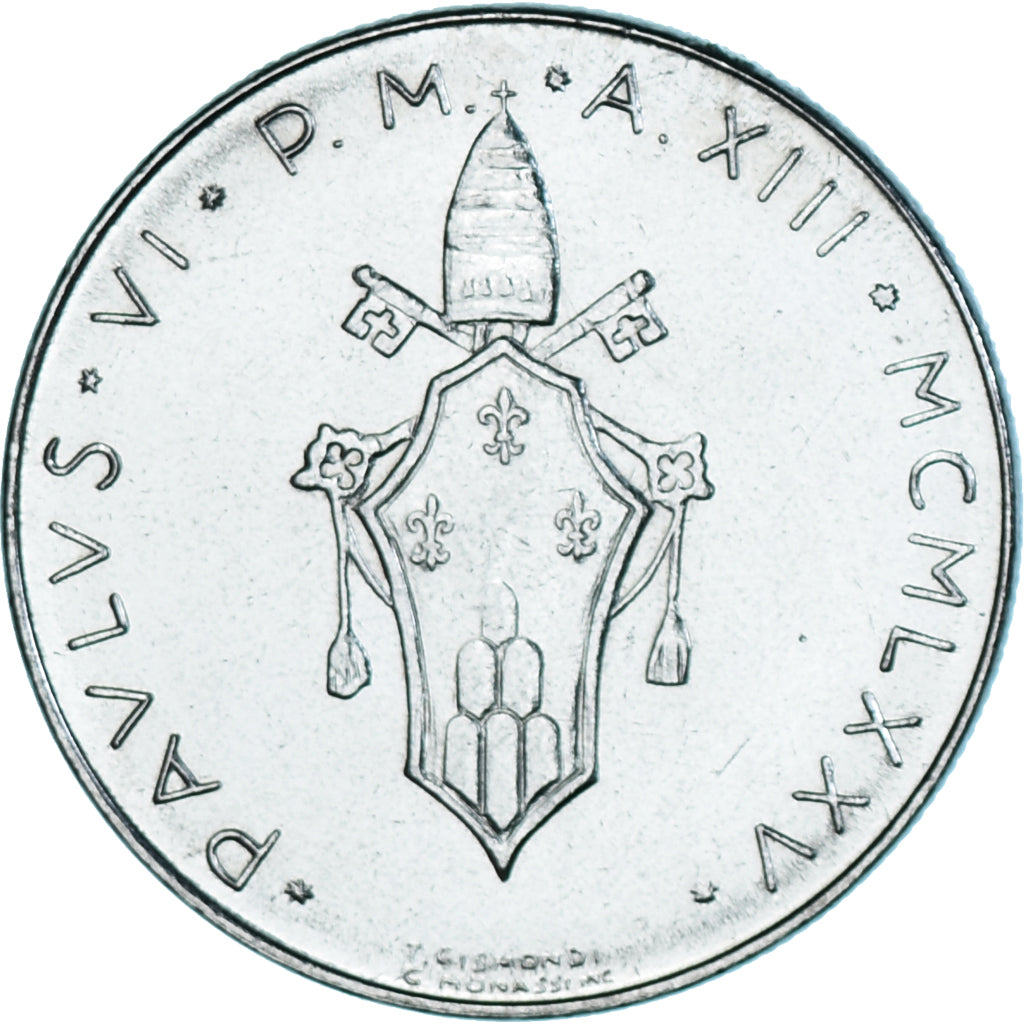 Moneda, CIUDAD DEL VATICANO, Paul VI, 50 Lire, 1975, FDC, Acero inoxidable