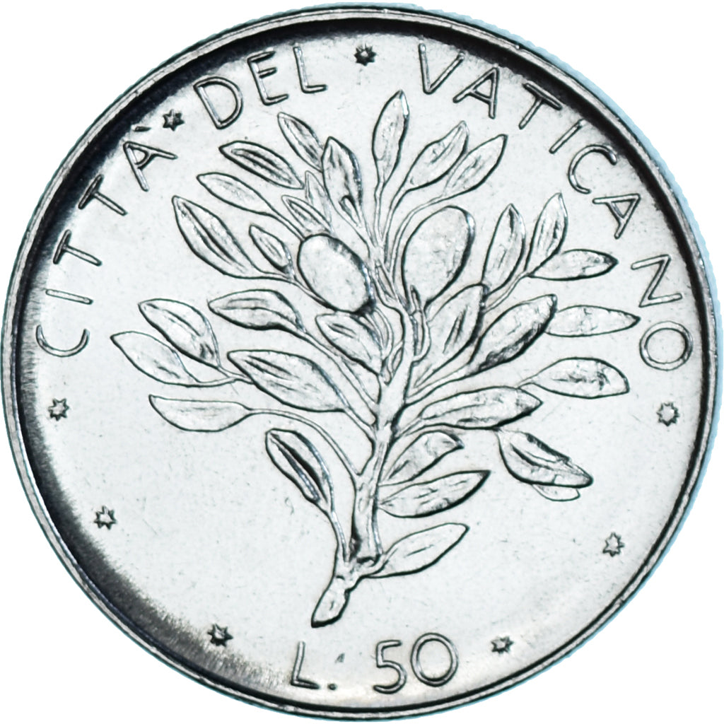 Moneda, CIUDAD DEL VATICANO, Paul VI, 50 Lire, 1975, FDC, Acero inoxidable