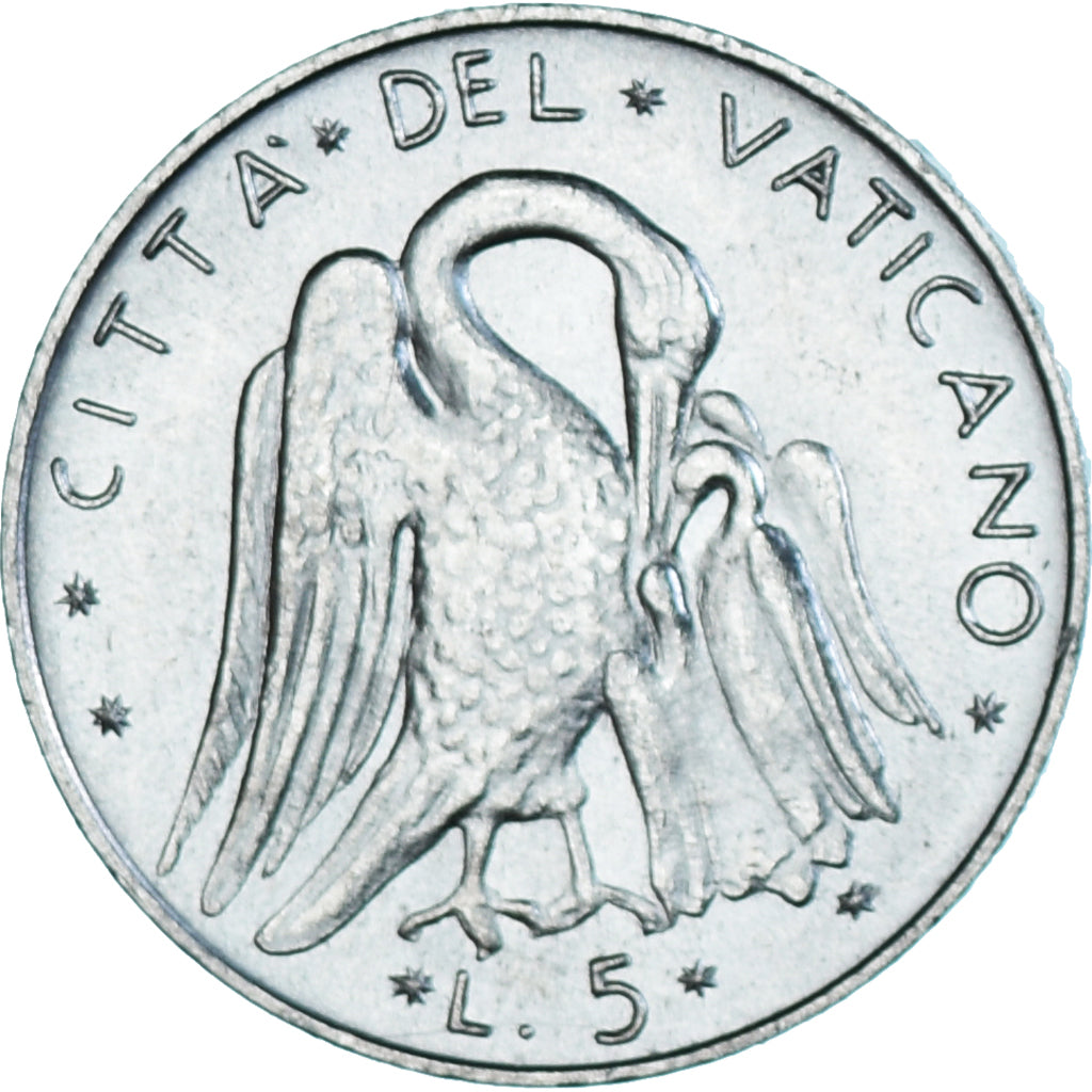 Moneda, CIUDAD DEL VATICANO, Paul VI, 5 Lire, 1974, Roma, SC, Aluminio, KM:118