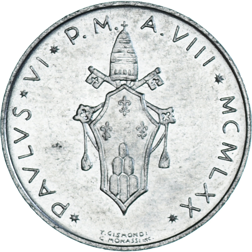Coin, VATICAN CITY, Paul VI, 5 Lire, 1970, MS(63), Aluminum, KM:118