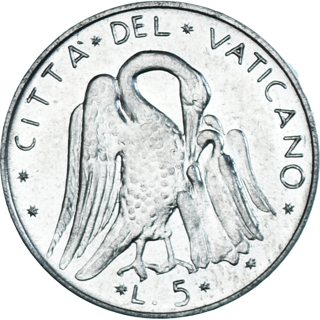 Coin, VATICAN CITY, Paul VI, 5 Lire, 1970, MS(63), Aluminum, KM:118