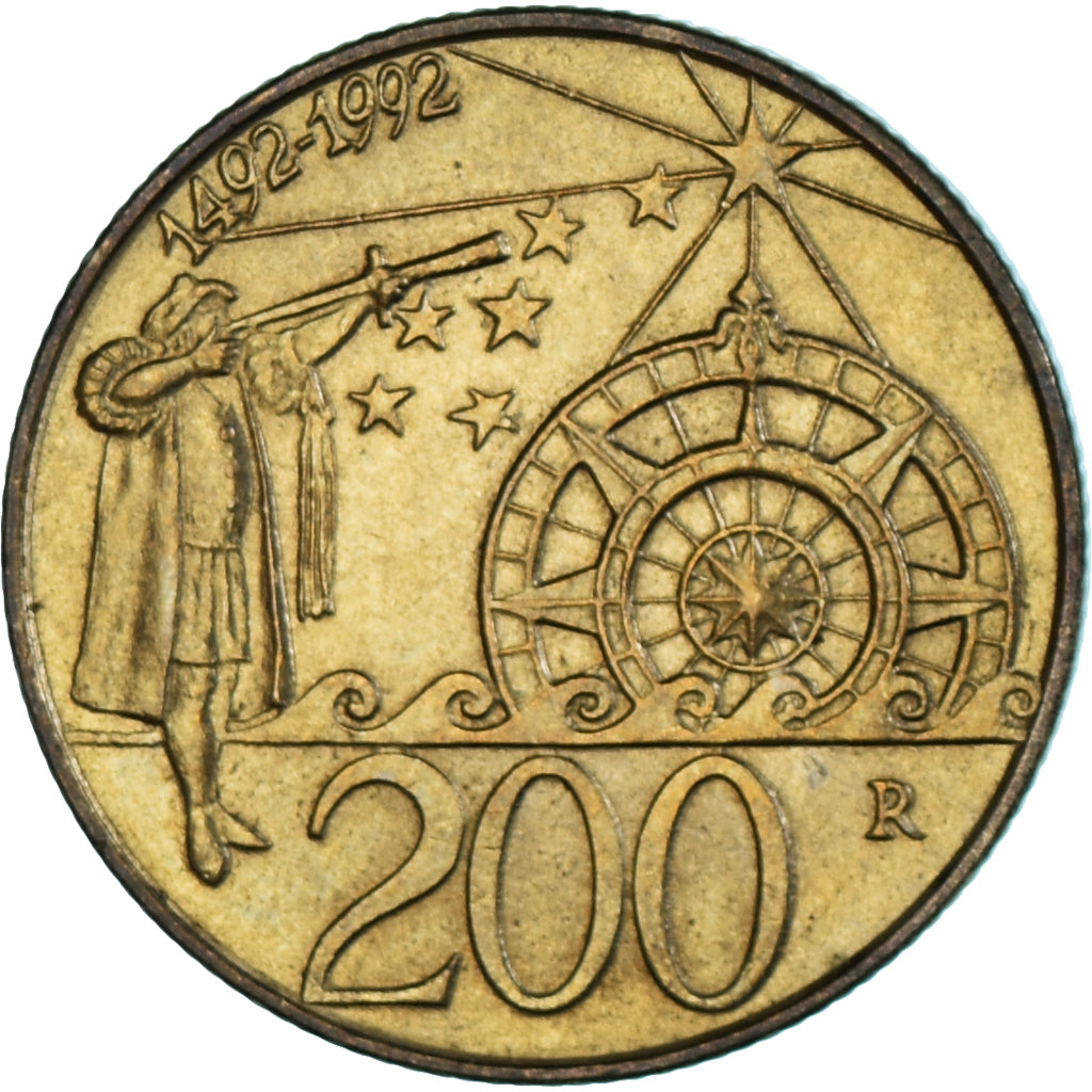 Munten, San Marino, 200 Lire, 1992, Rome, PR, Aluminum-Bronze, KM:285