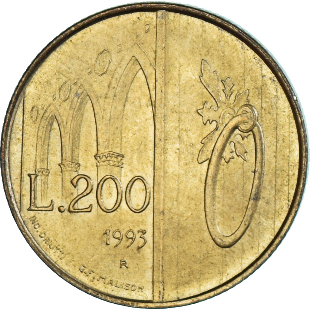 Moeda, San Marino, 200 Lire, 1993, EF(40-45), Alumínio-Bronze, KM:300