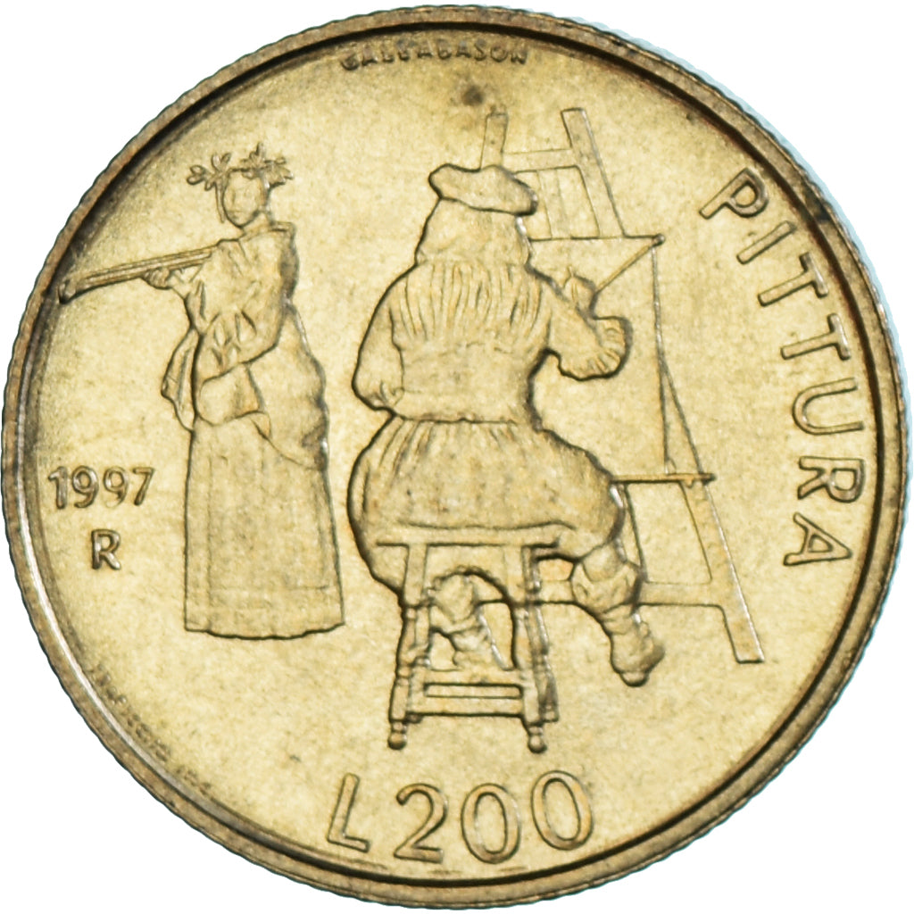 Moeda, San Marino, 200 Lire, 1997, MS(63), Alumínio-Bronze, KM:366