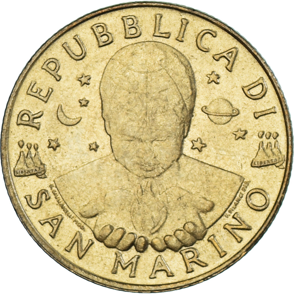 Munten, San Marino, 200 Lire, 1996, ZF+, Aluminum-Bronze, KM:356