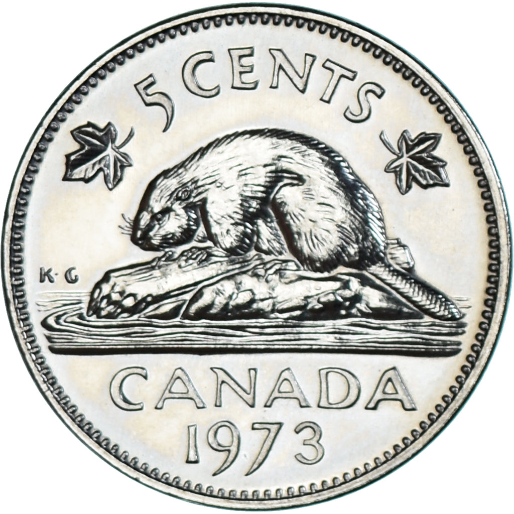 Moneta, Canada, Elizabeth II, 5 Cents, 1973, Royal Canadian Mint, Ottawa