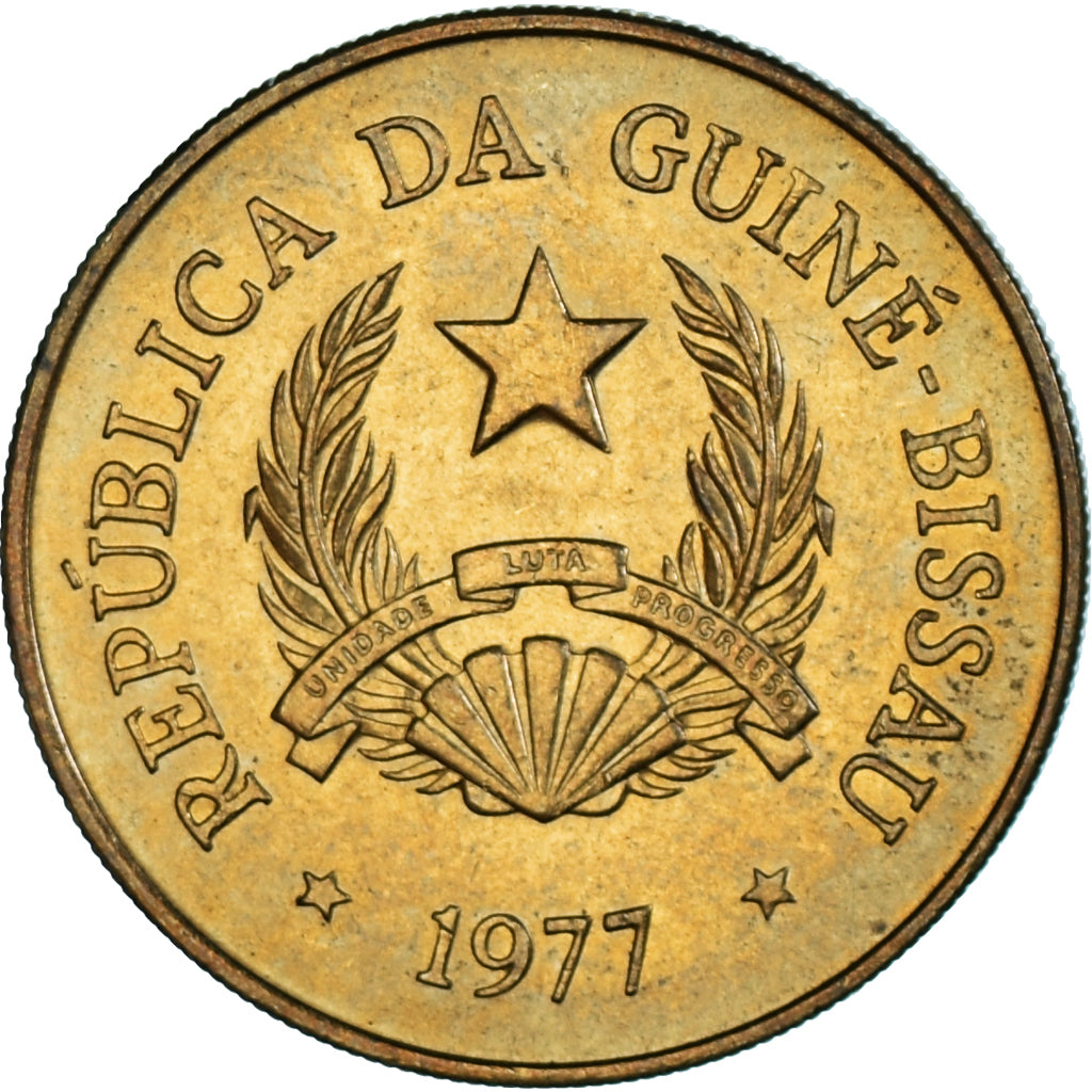 Coin, Guinea-Bissau, 2-1/2 Pesos, 1977, AU(50-53), Nickel-brass, KM:19