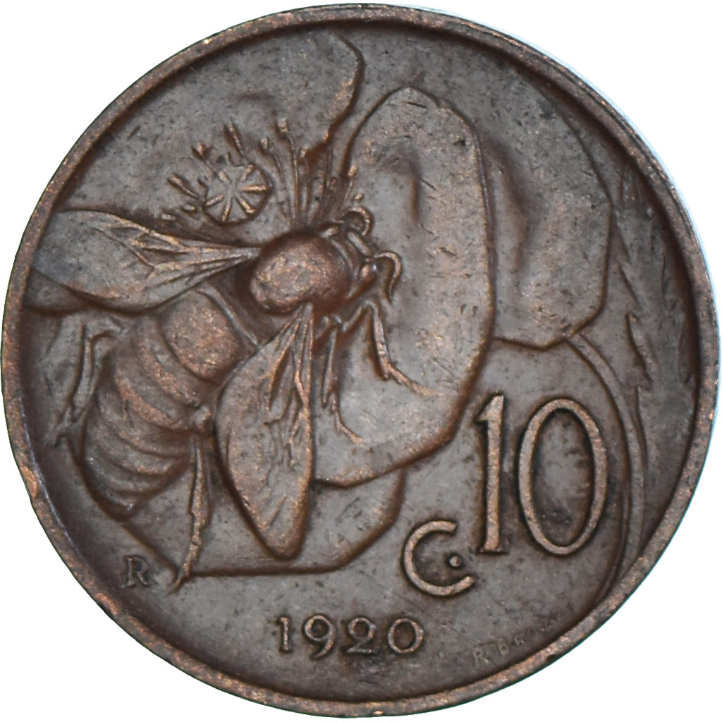 Coin, Italy, Vittorio Emanuele III, 10 Centesimi, 1920, Rome, EF(40-45), Bronze