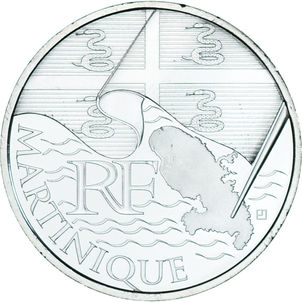 France, 10 Euro, Martinique, 2010, Paris, MS(63), Silver, KM:1662