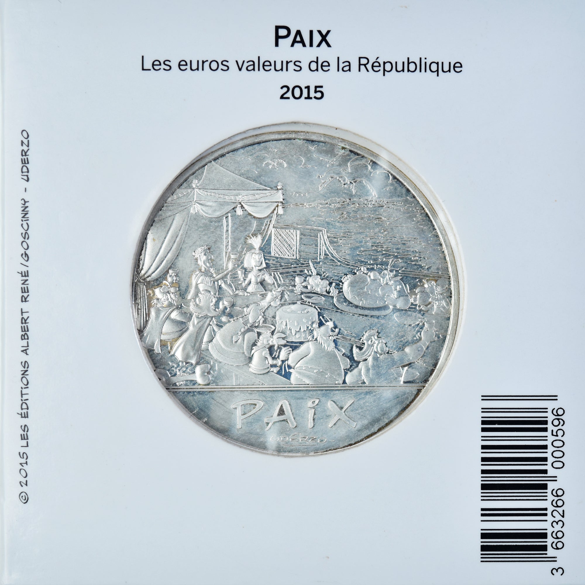 France, 50 Euro, Astérix, Paix, 2015, Paris, ASTÉRIX Paix, MS(65-70), Silver