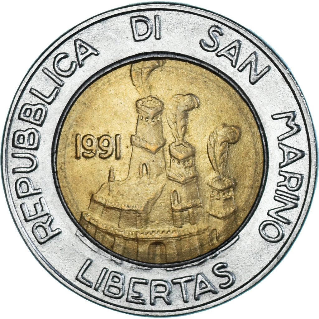 Munten, San Marino, 500 Lire, 1991, Rome, ZF, Bi-Metallic, KM:269