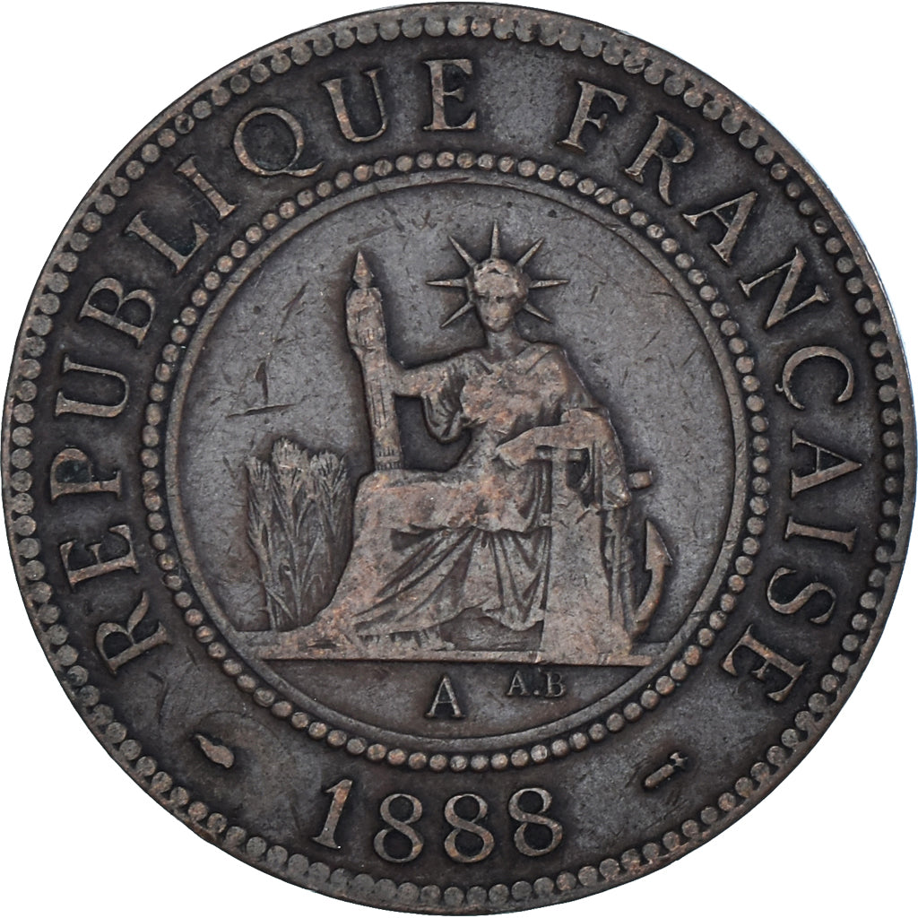 Münze, FRENCH INDO-CHINA, Cent, 1888, Paris, SS, Bronze, KM:1, Lecompte:40