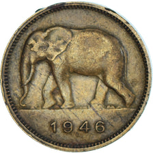 Coin, Belgian Congo, 2 Francs, 1946, EF(40-45), Brass, KM:28