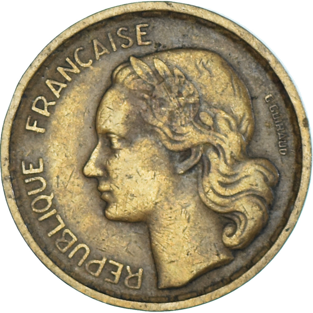 Moneda, Francia, Guiraud, 10 Francs, 1951, Paris, MBC, Aluminio - bronce