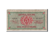 Belgium, 5 Francs, 1946, KM:M3a, VG(8-10)