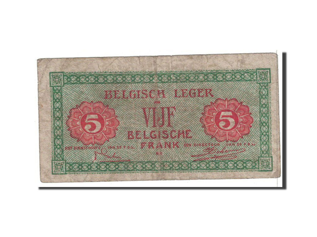 Belgium, 5 Francs, 1946, KM:M3a, VG(8-10)