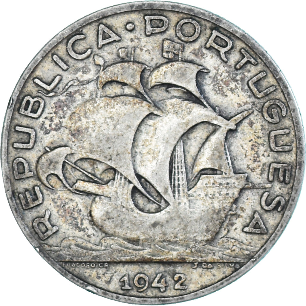 Monnaie, Portugal, 5 Escudos, 1942, TB+, Argent, KM:581