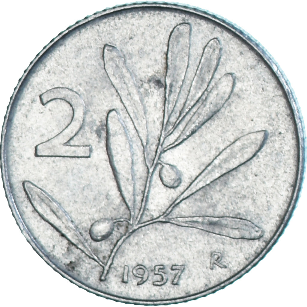 Munten, Italië, 2 Lire, 1957, Rome, ZF, Aluminium, KM:94