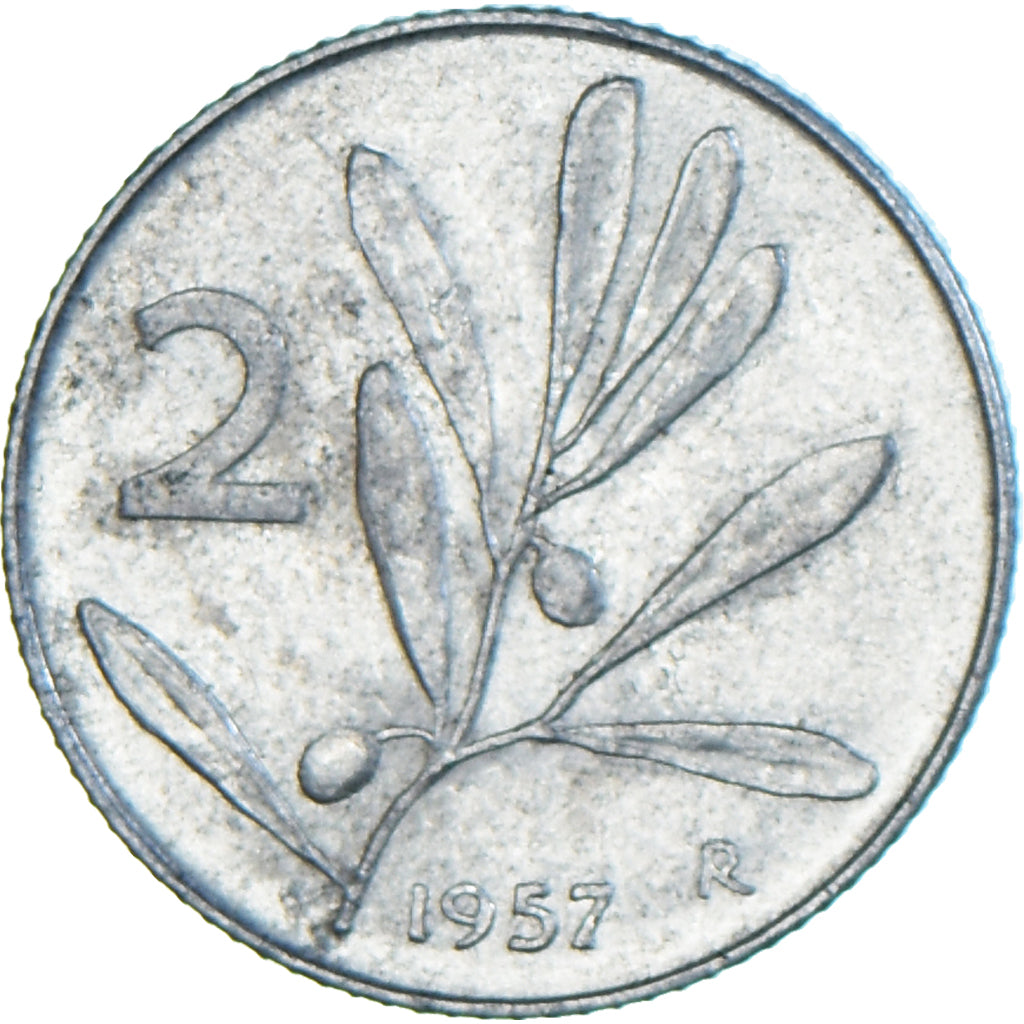 Coin, Italy, 2 Lire, 1957, Rome, EF(40-45), Aluminum, KM:94