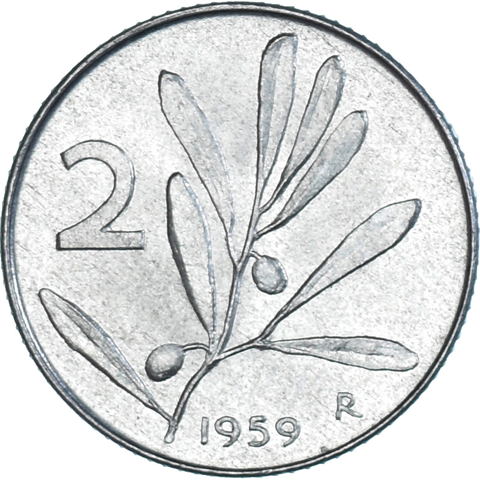 Coin, Italy, 2 Lire, 1959, Rome, EF(40-45), Aluminum, KM:94